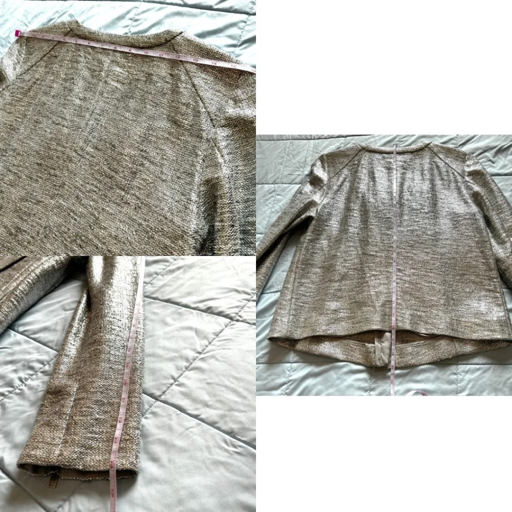 Blacky Dress Berlin Silver Tweed Moto Jacket Asymmetric Zipper Size US8 CAN10 - Picture 10 of 14